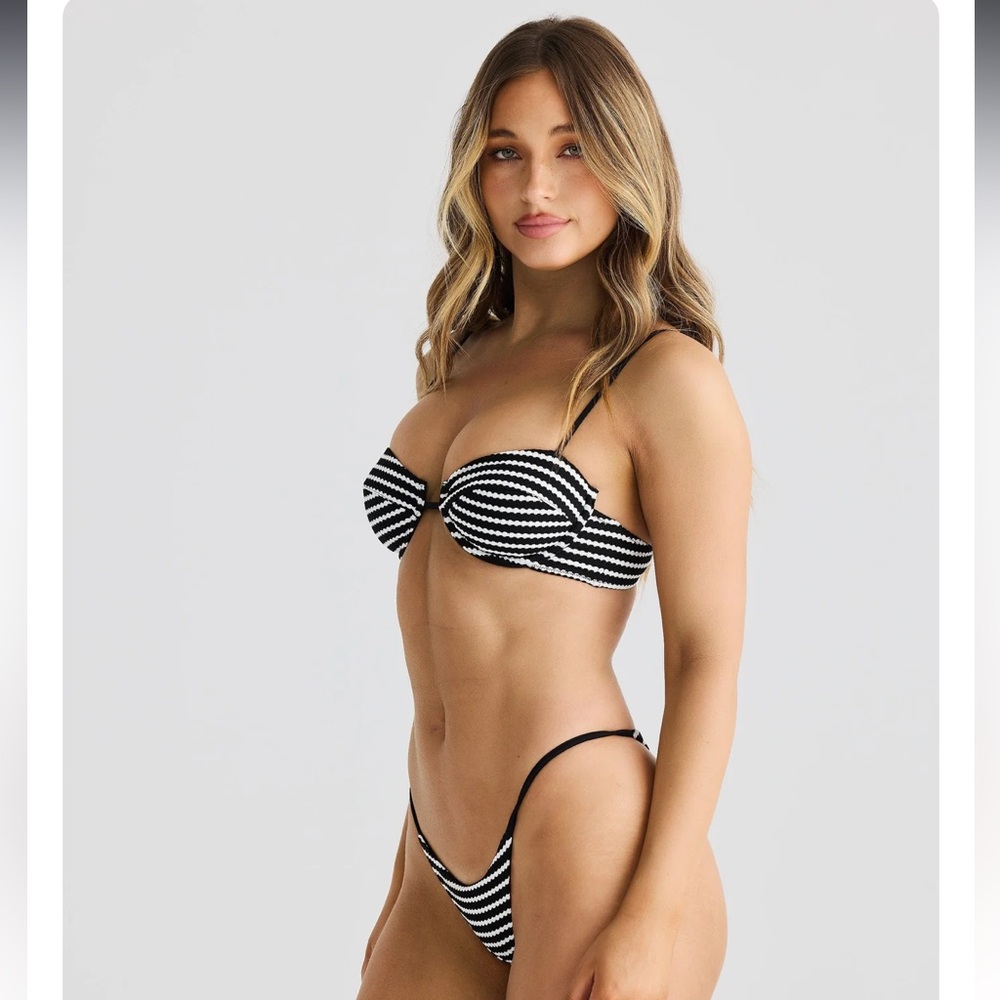 Elegant Black and White Striped Bikini Set